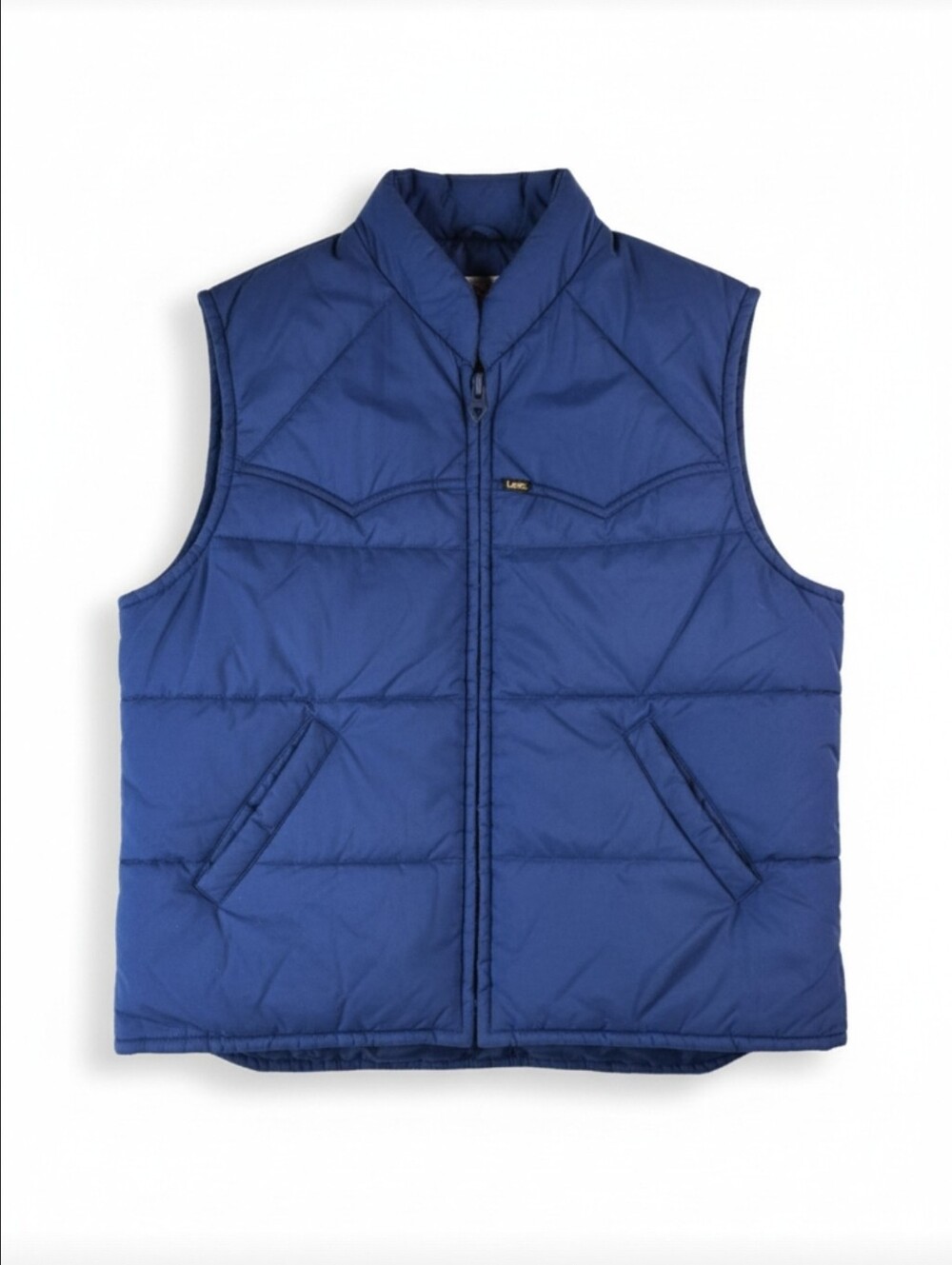 Vintage 80s Lee Storm Rider Puffer Vest Large Blue Talon Zipper Made In USA